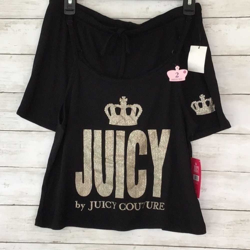 🌼 JUICY BY JUICY COUTURE Intimates and sleepwear. Size Med. 2‎ pcs.Black Gold